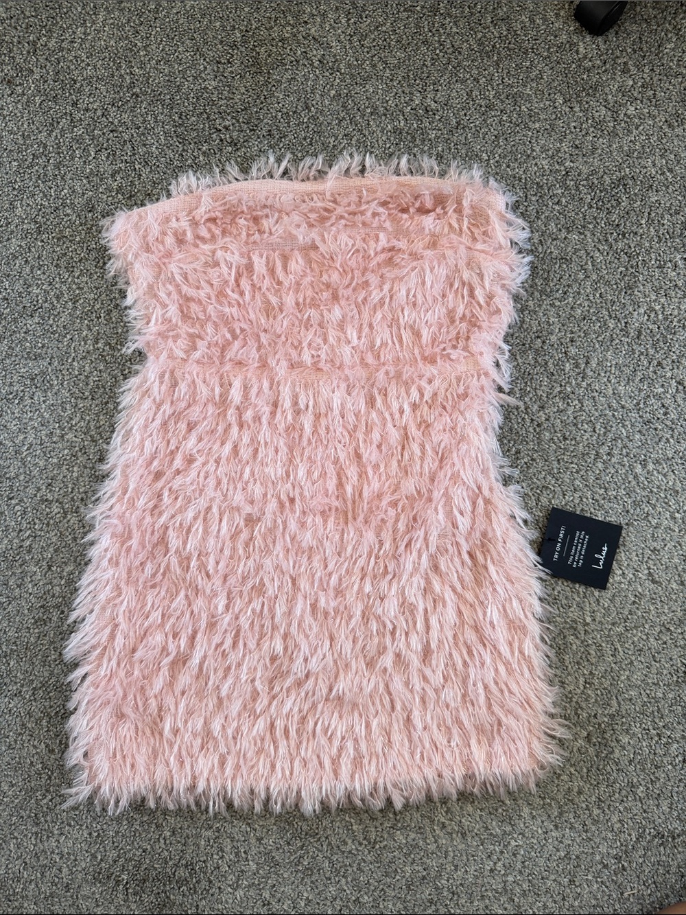 Lulu's Pink Strapless feather Mini Dress